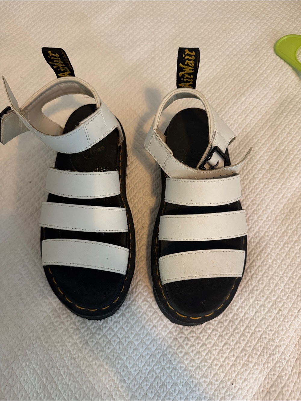Dr. Martens White Triple-Strap Sandals with Black Footbed